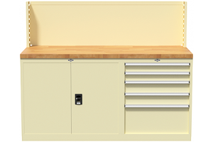 Workstation with Toolboard, Cupboards with Benchtop and Toolboard